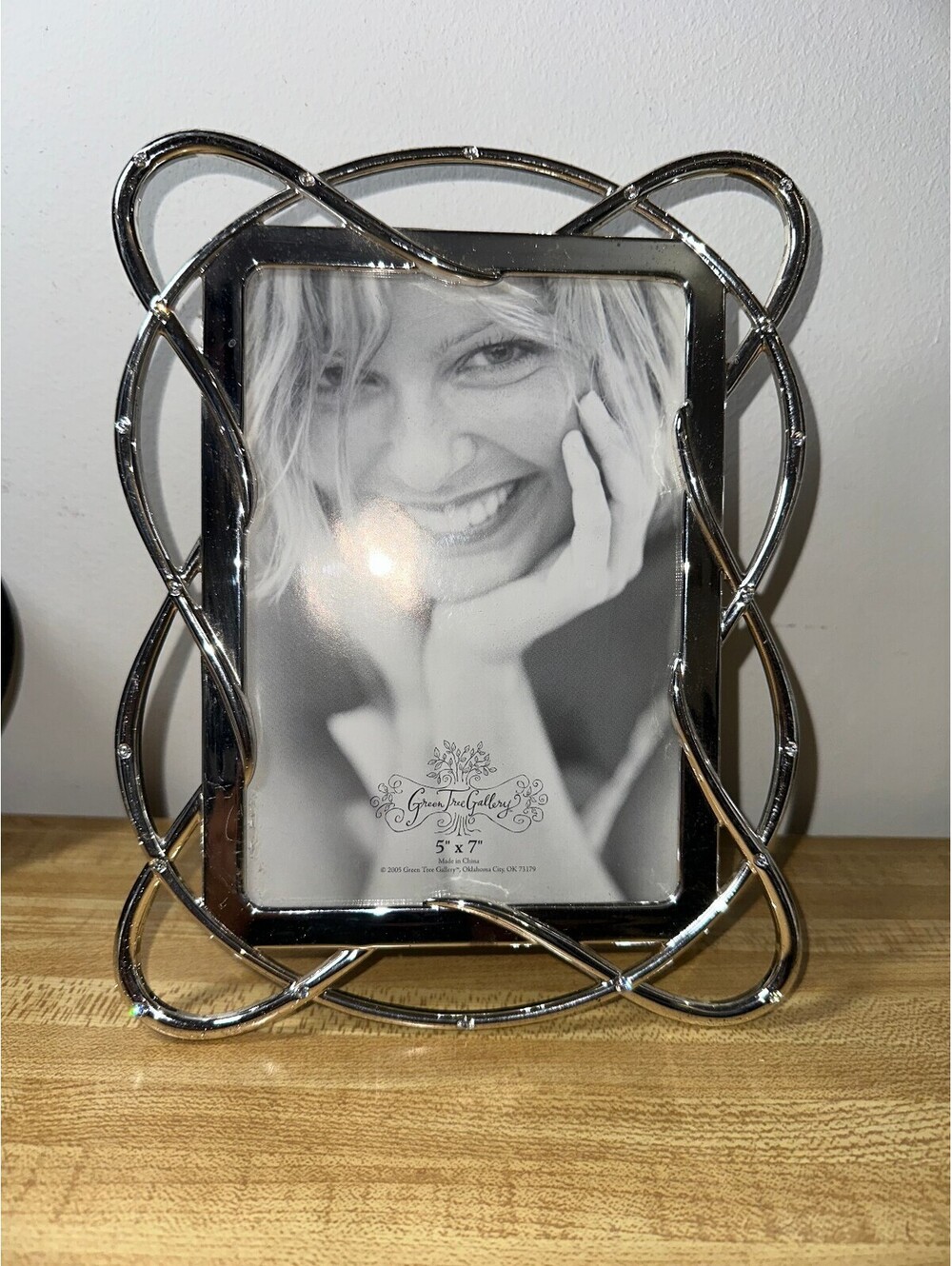 VTG Silver 5x7 Photo Frame Wedding Glam Metallic Rhinestone